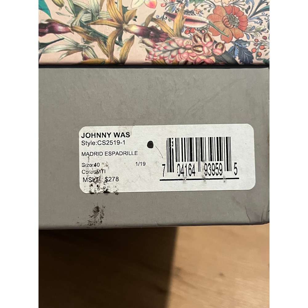 Johnny Was Madrid Espadrille Womens 9.5 Silver Multi Floral Embroidered Metallic - Picture 6 of 16